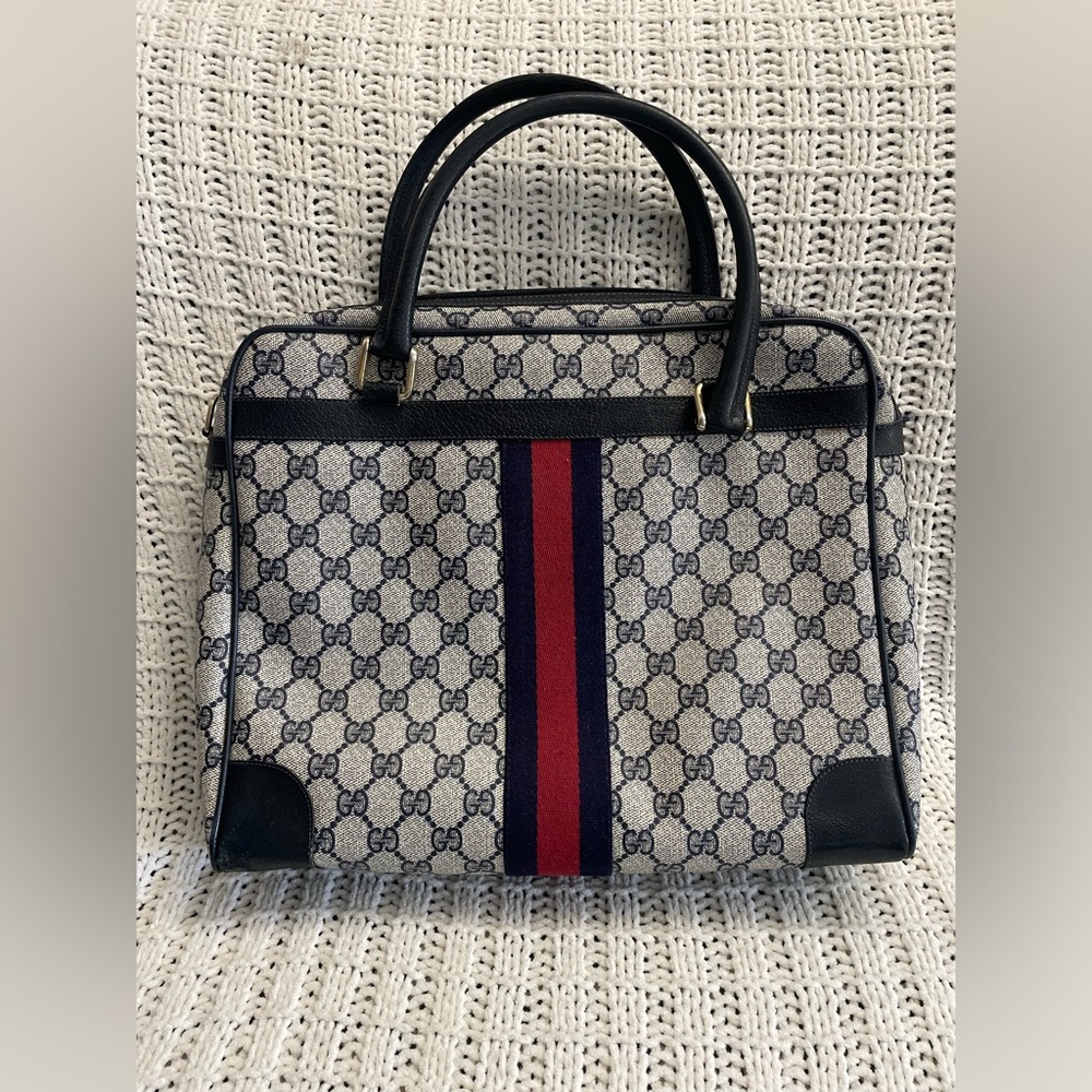 Vintage Sherry Line Gucci Bag Navy GG 80’s Handbag